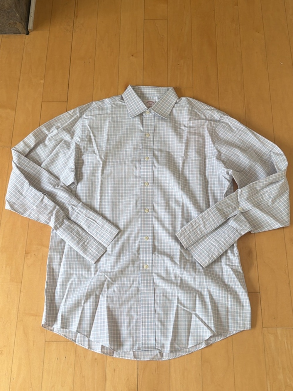 Brooks Brothers Light Blue and White Plaid Dress Shirt